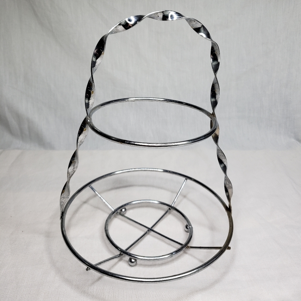 Vintage Silver Metal Two Tiered Candy Nut Dish Holder